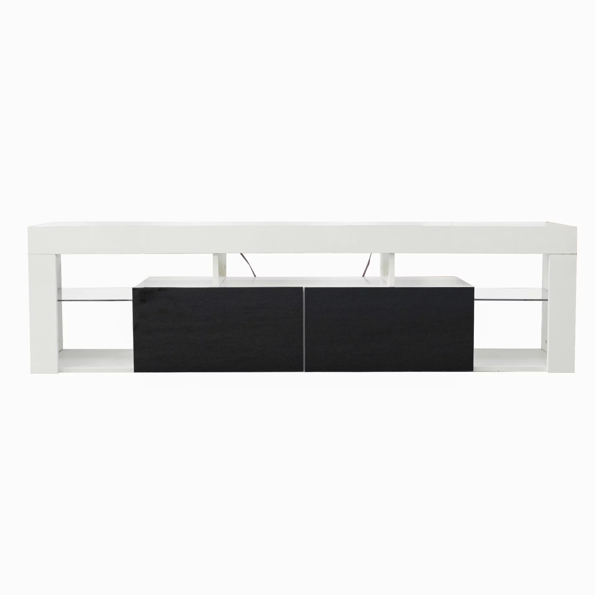 FURNITURE & TV Stand 160 LED Wall Mounted Floating 63" TV Stand (White/Black)