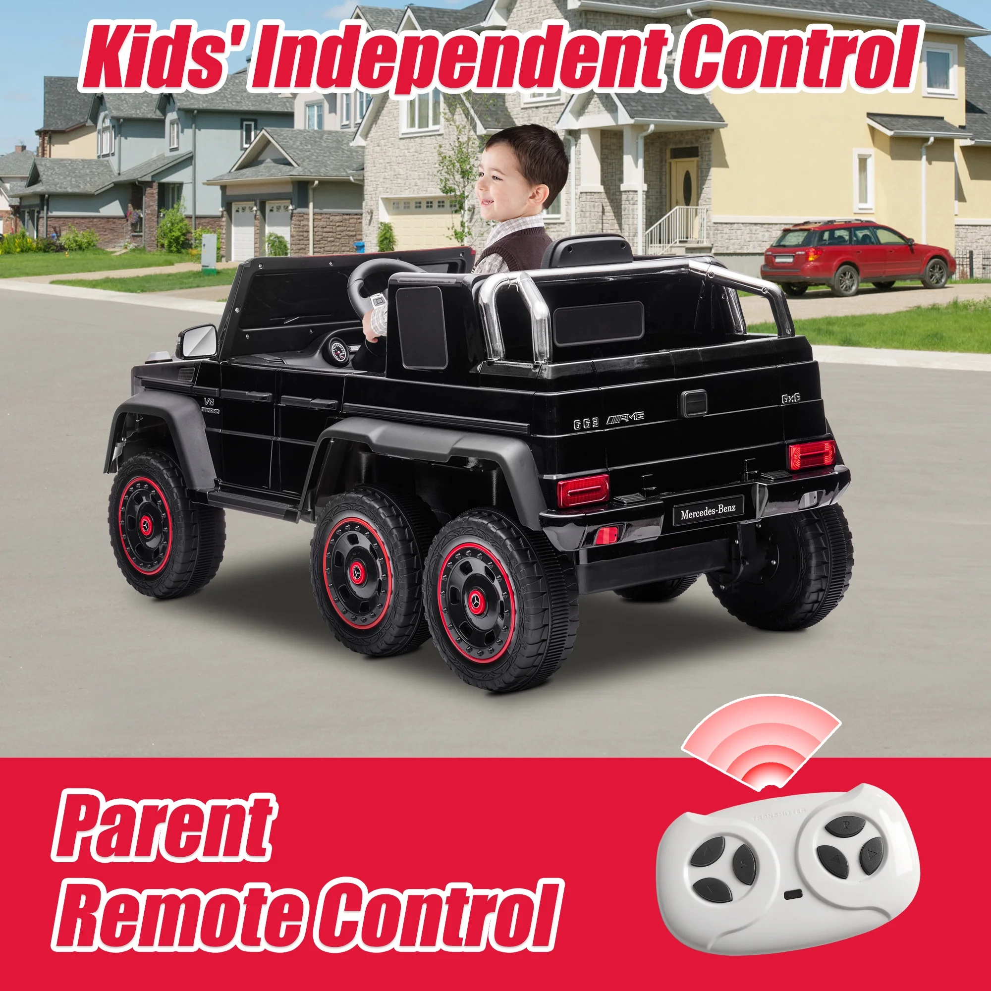 COCLUB 24V Powered Ride On Cars, Licensed Mercedes Benz G63 Car Vehicles with Remote Control, MP3 Player, Soft Seat, 6 Wheels Drive