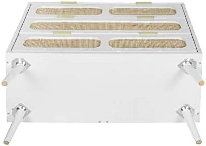 TJUNBOLIFE 3 Drawer Dresser  Modern Rattan Dresser Chest with Wide Drawers and Metal Handles  Farmhouse Wood  Chest of Drawers for Bedroom  Living