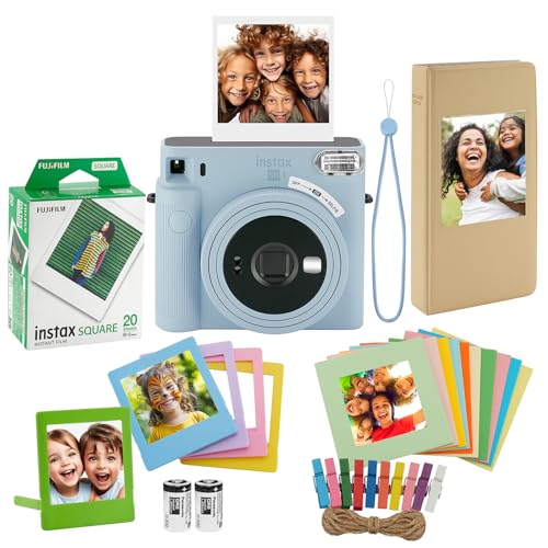 FUJIFILM Instax Square SQ1 Instant Camera, 20 Square Film, Photo Album, Frames and Cloth (Terracotta Orange)