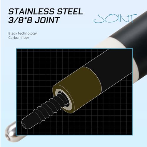 CRICAL Carbon Fiber Pool Cue Stick 58" Billiard Cue Sticks Professional Low Deflection Pool Sticks with 3/8 * 8 Pin Joint and 12.5mm Tip