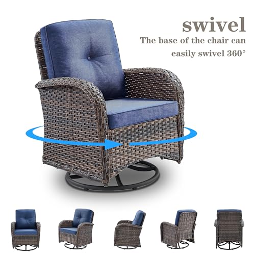 Patio Wicker Chairs Swivel Rocker - Outdoor Swivel Rocking Chairs Set of 2 with Rattan Side Table