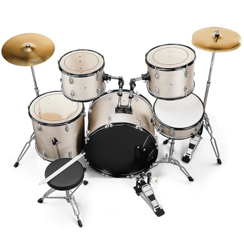 Ktaxon 22 Inch Adult Drum Set, 5-Piece Full-Size Drums Kit with Cymbal Stands, Hi-hat Stand, Sticks, Drum Pedal