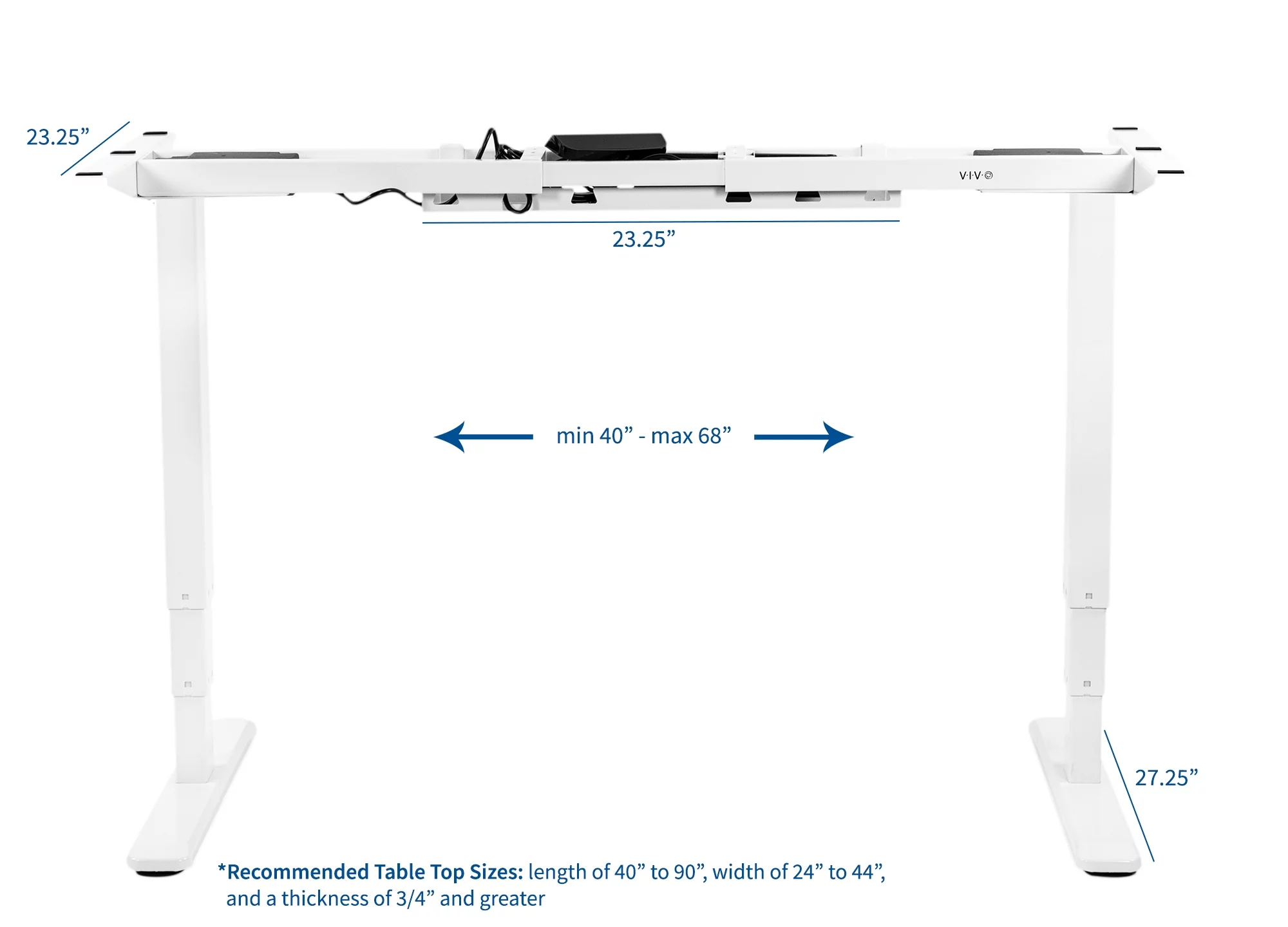 VIVO White Electric Standing Height Adjustable Desk Frame, Dual Motor Ergonomic