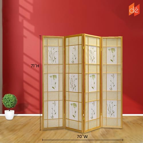 Legacy Decor 3 Panels Room Divider - Portable & Foldable Freestanding Room Privacy Screen - 71” Tall Botanical Floral Dressing Screen