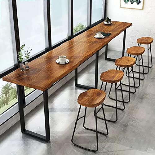 Industrial Bar Table,Solid Wood Bar Height Table Creative Live Edge Dining Table,Long Bar Table Rustic Tall Counter Height Table