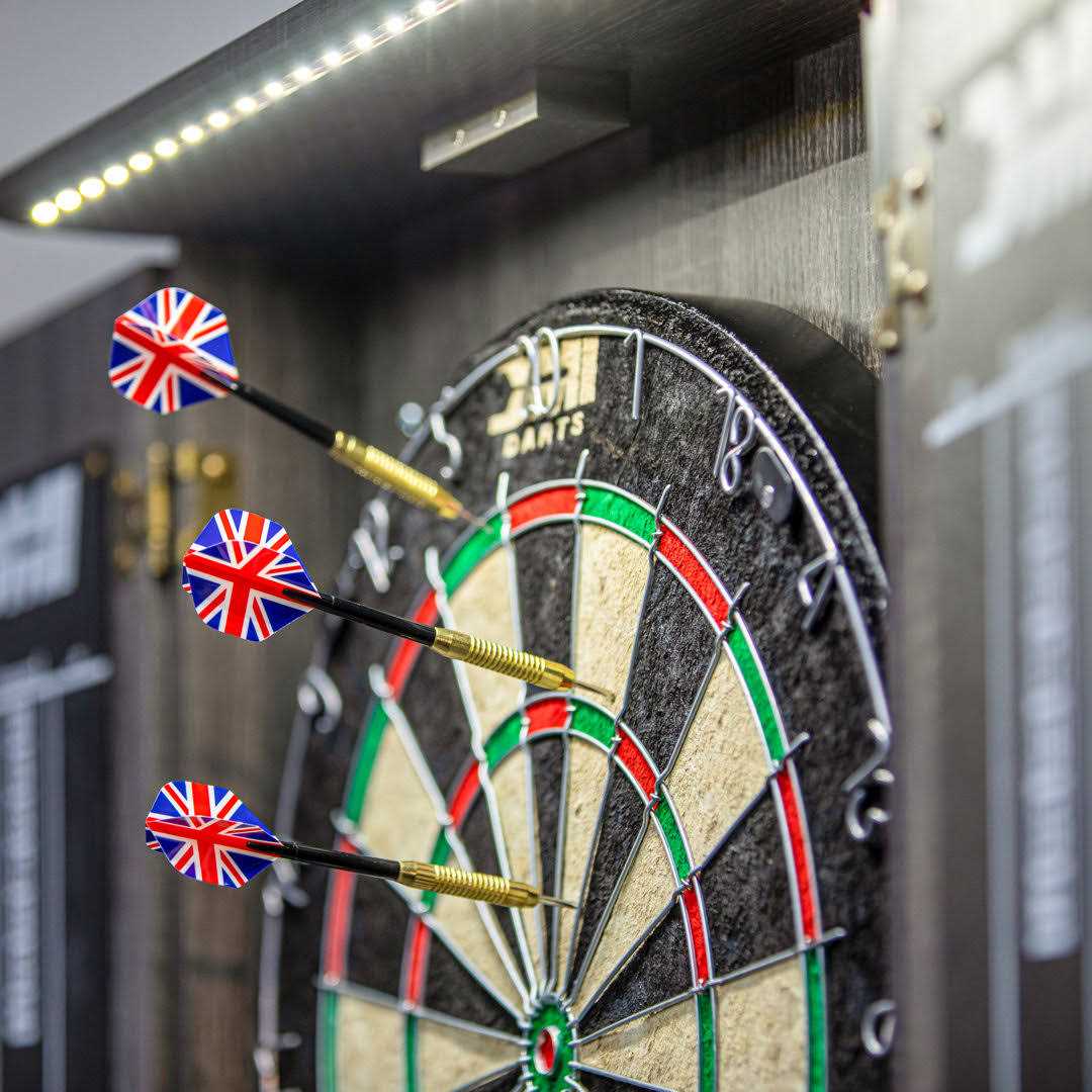 DMI Sports Paris Lighted Bristle Dartboard Cabinet Set D4400W - Sports Supplies Online Store