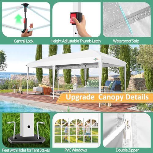 COBIZI 10x10 Pop up Canopy Tent Protable Canopy Tent with 4 Sidewalls Waterproof Commercial Instant Shelter for Parties, Wedding