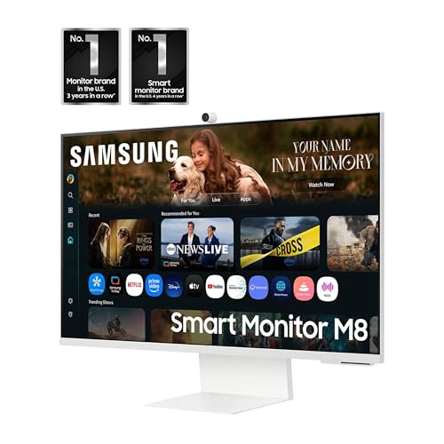 SAMSUNG 32&rdquo; Smart Monitor M8 (M80F) 4K UHD Display, Samsung Vision AI, Smart TV Apps, Gaming Hub, USB-C, HDMI and USB-A, White, LS32FM803UNXZA