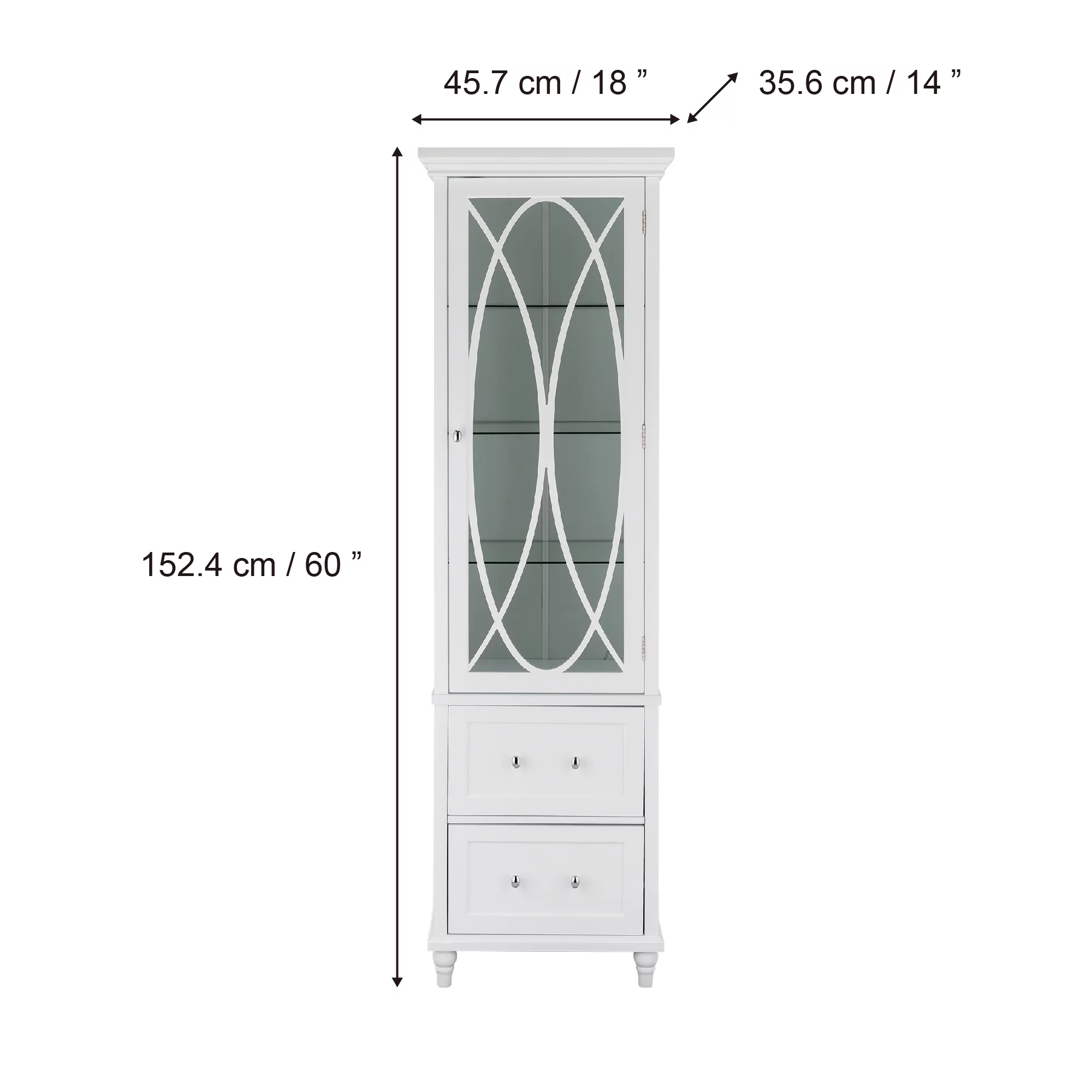 Teamson Home Wooden Bathroom Floor Cabinet Linen 2 Drawer White ELG-636S