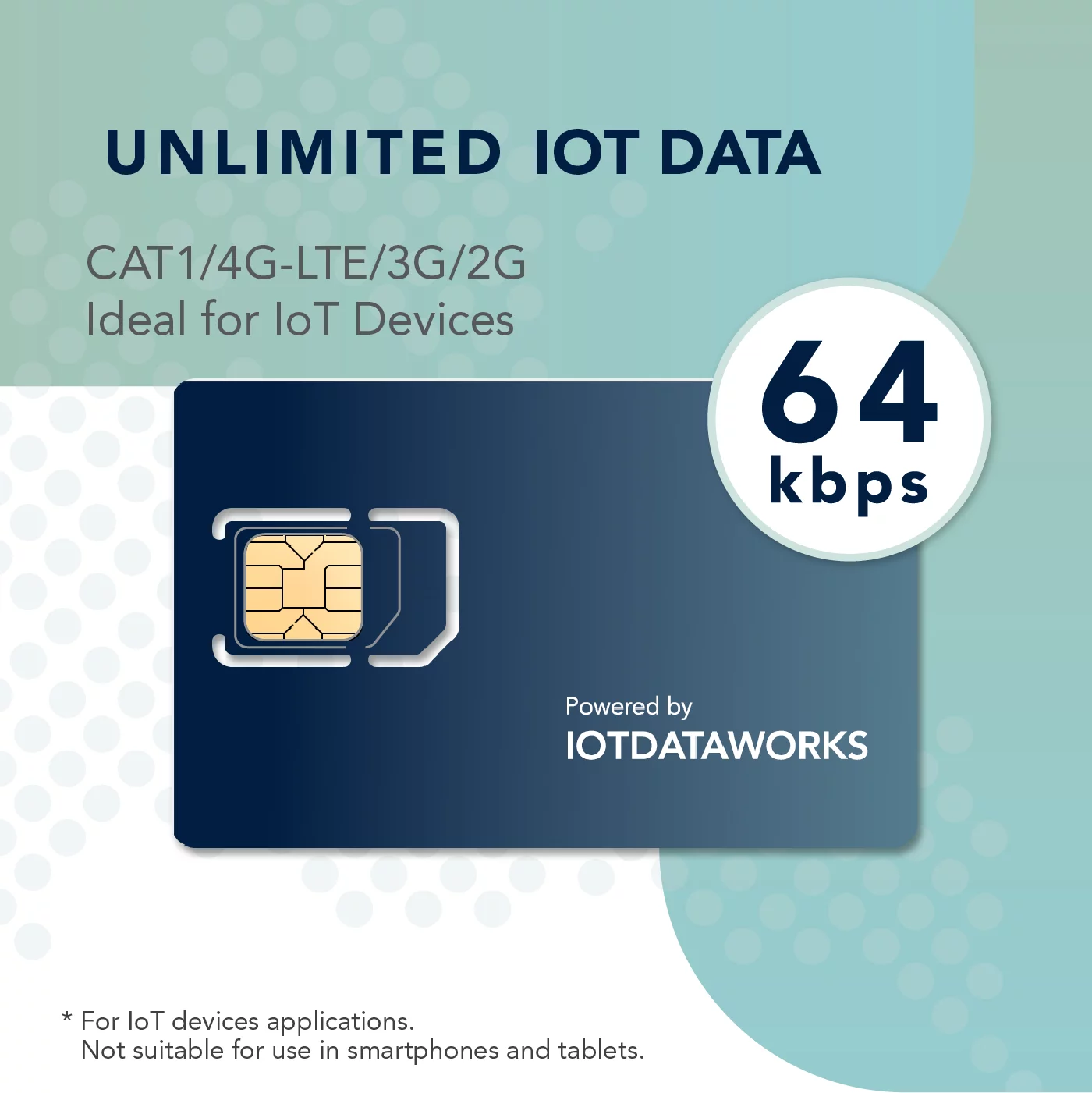 IoTDataWorks Unlimited IoT SIM Card with 12-Month Service | No Contracts, No Usage Limits | Prepaid IoT SIM Card at 64 kbps for CAT1, NB-IoT