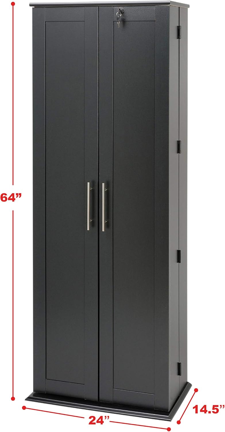 Prepac Grande Locking Media Storage Cabinet with Shaker Doors Storage Cabinet, Black