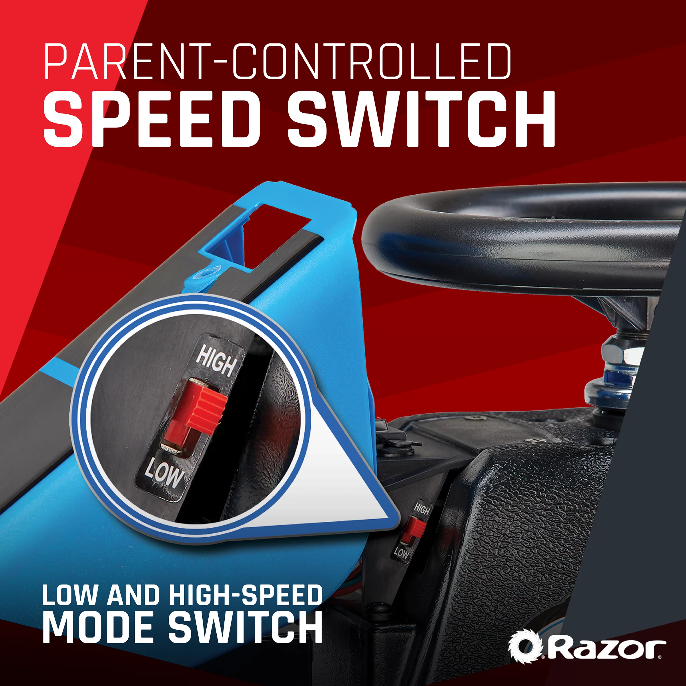 Razor Crazy Cart Shift - Blue, Electric Drifting Go Kart for Kids - 12V Powered Ride-On, Unisex - Radiant Selections