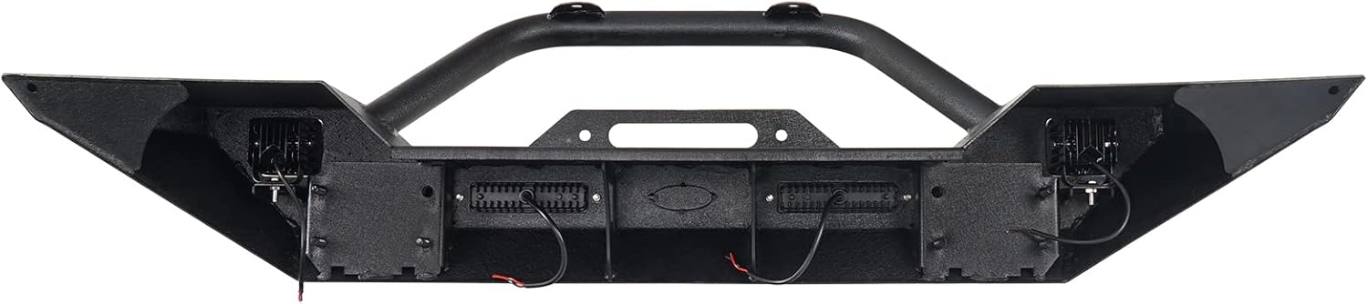 V8 GOD JK Front Bumper + Wrangler Rear Bumper w/Spare Tire Carrier Kit Compatible with Jeep Wrangler JK & Unlimited 2007-2018 - Textured Steel