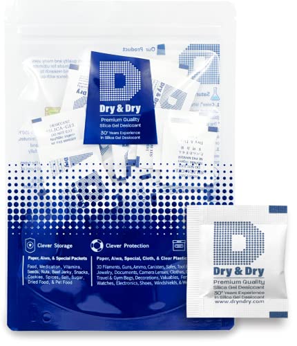 Dry & Dry Food Grade Silica Gel Packs Desiccant Packs, Silica Packets - Rechargeable Silica Gel Packets, Moisture Absorbers, Desiccants, Silica Gel