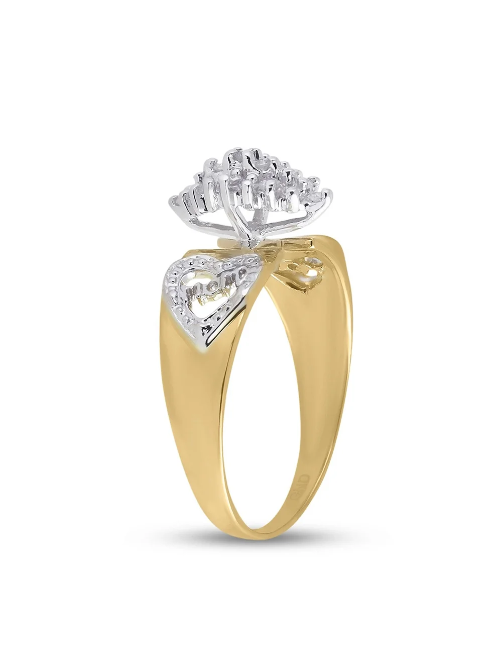 FB Jewels 10kt Yellow Gold Womens Round Diamond Mom Mother Ring 1/8 Cttw