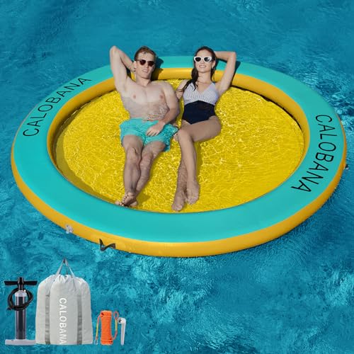 Round Floating Ring Inflatable Water Hammock Heavy Duty River Floats Lake Raft for Adults Tanning Pool Lounger Float Island Platform Pad Mat for Party