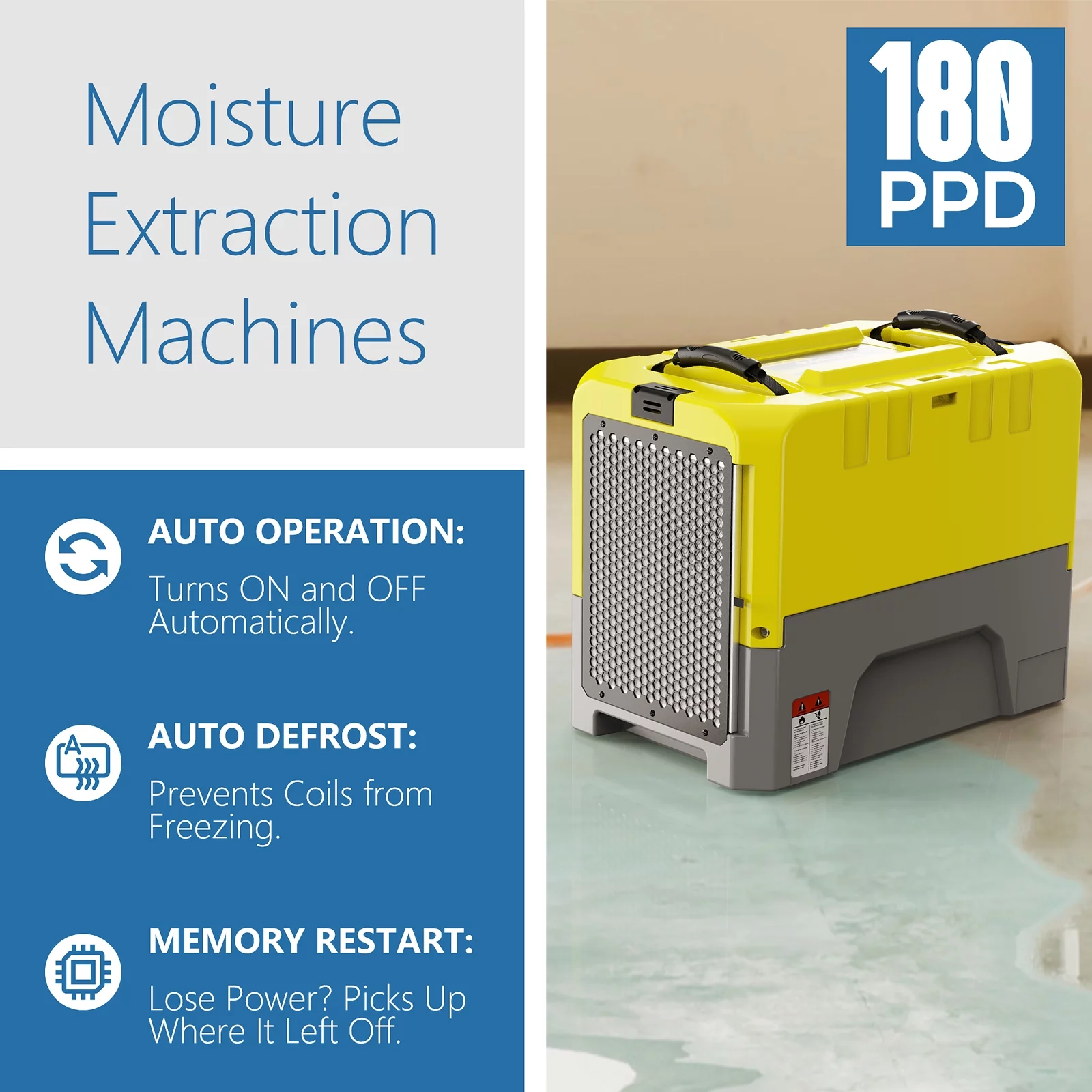 ALORAIR LGR 180 Pint Commercial Dehumidifier for Damage Restoration, Basement/Crawl Space WI-FI Control