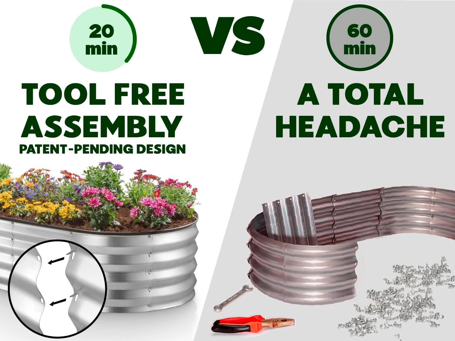Galvanized Raised Garden Beds Outdoor // 8×4×1 ft Planter Raised Beds for Gardening, Vegetables