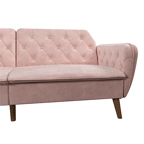 Novogratz Tallulah Memory Foam Futon, Convertible Couch, Camel Faux Leather