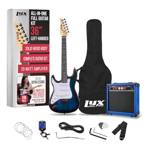 LyxPro 36 Inch Electric Guitar and Kit for Kids with 3/4 Size Beginner’s Guitar, Amp, Six Strings, Two Picks, Shoulder Strap, Digital Clip On Tuner