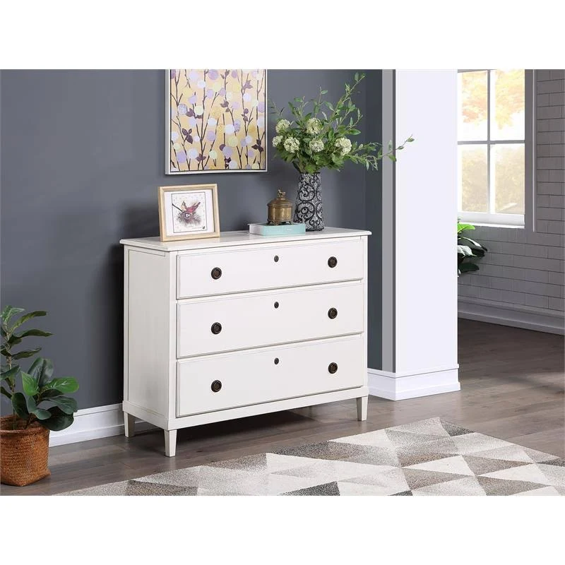 Cambridge Antique White 3-Drawer Wood Dresser