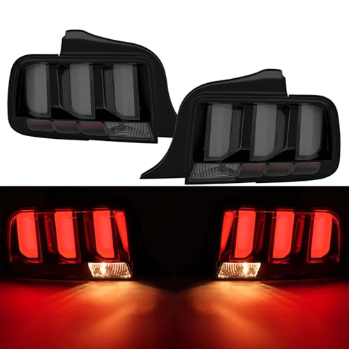 LED Tail Lights Assembly Compatible with 2005 2006 2007 2008 2009 Ford Mustang Rear Taillights Brake Lamp, Black Housing Clear Lens
