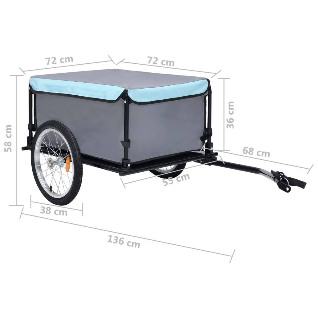 vidaXL Bike Cargo Trailer Black and Blue 143.3 lb