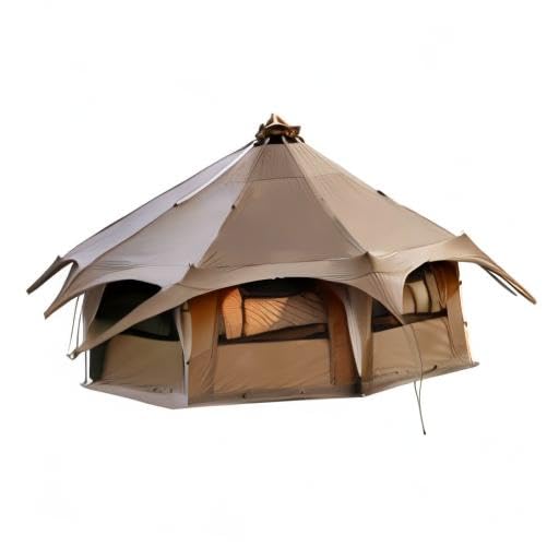 MC TOMOUNT Canvas Tent Bell Tent 16.4ft*High9.2ft with Stove Jack for Glamping Family Camping Zipped Removable Floor