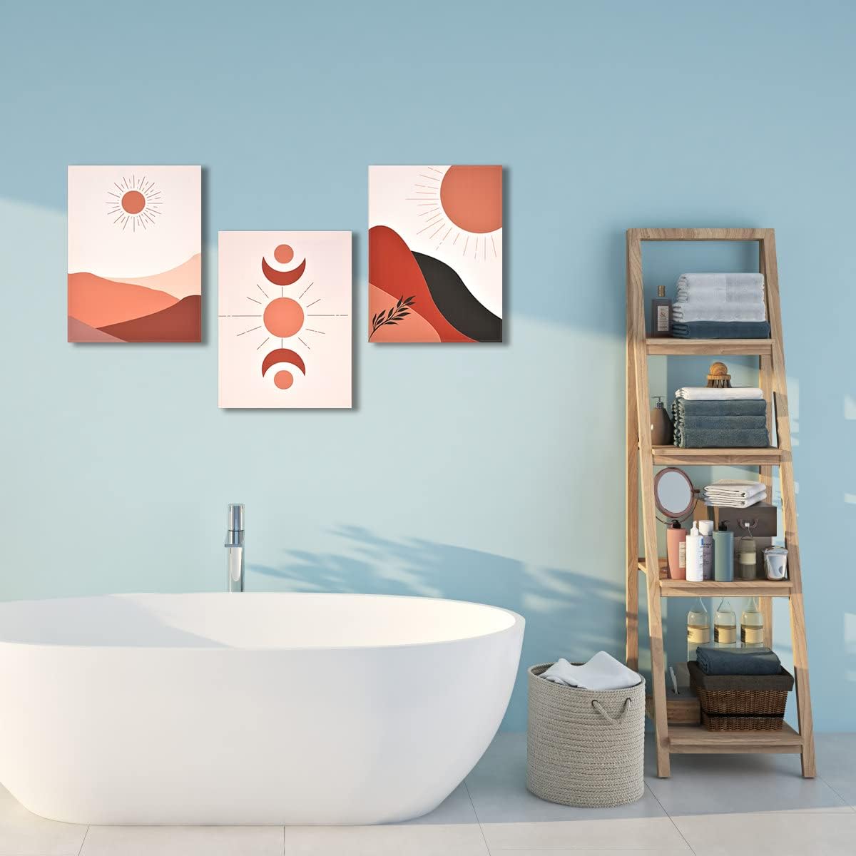 Modern Abstract Sun and Moon Boho Wall Art Painting
