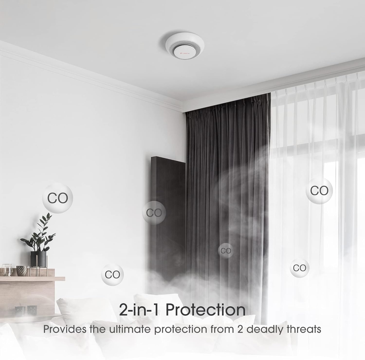 X-Sense 10 Years Battery Wireless Interconnected Combination Smoke and Carbon Monoxide Detector Alarm with Over 820 ft Transmission Range