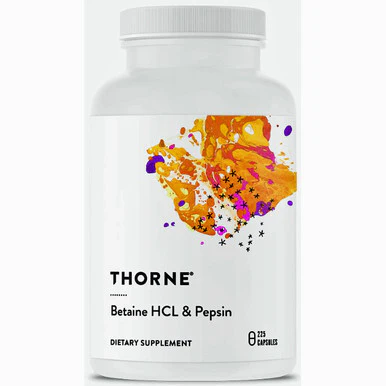 Thorne Betaine HCL & Pepsin 225c - Kansas Nuitrition - HNZSDS