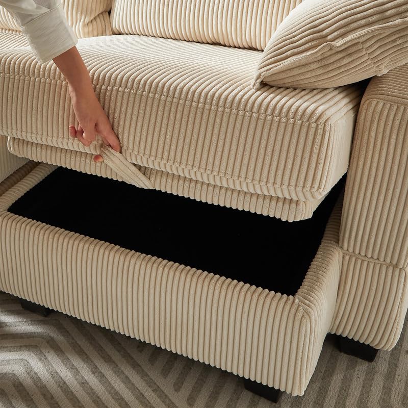 U Shaped Modular Sectional Sofa Couch, Corner Sofa with 4pcs Waist Pillows, Chaise Lounge, Terrycloth Fabric Sofa