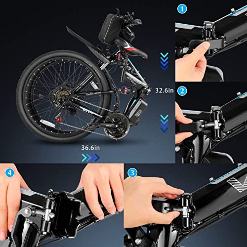Vivi Electric Bike for Adults 750W Peak Folding Electric Mountain Bike 26'' Commuter Ebike 22MPH Adult Electric Bicycles with Removable Battery