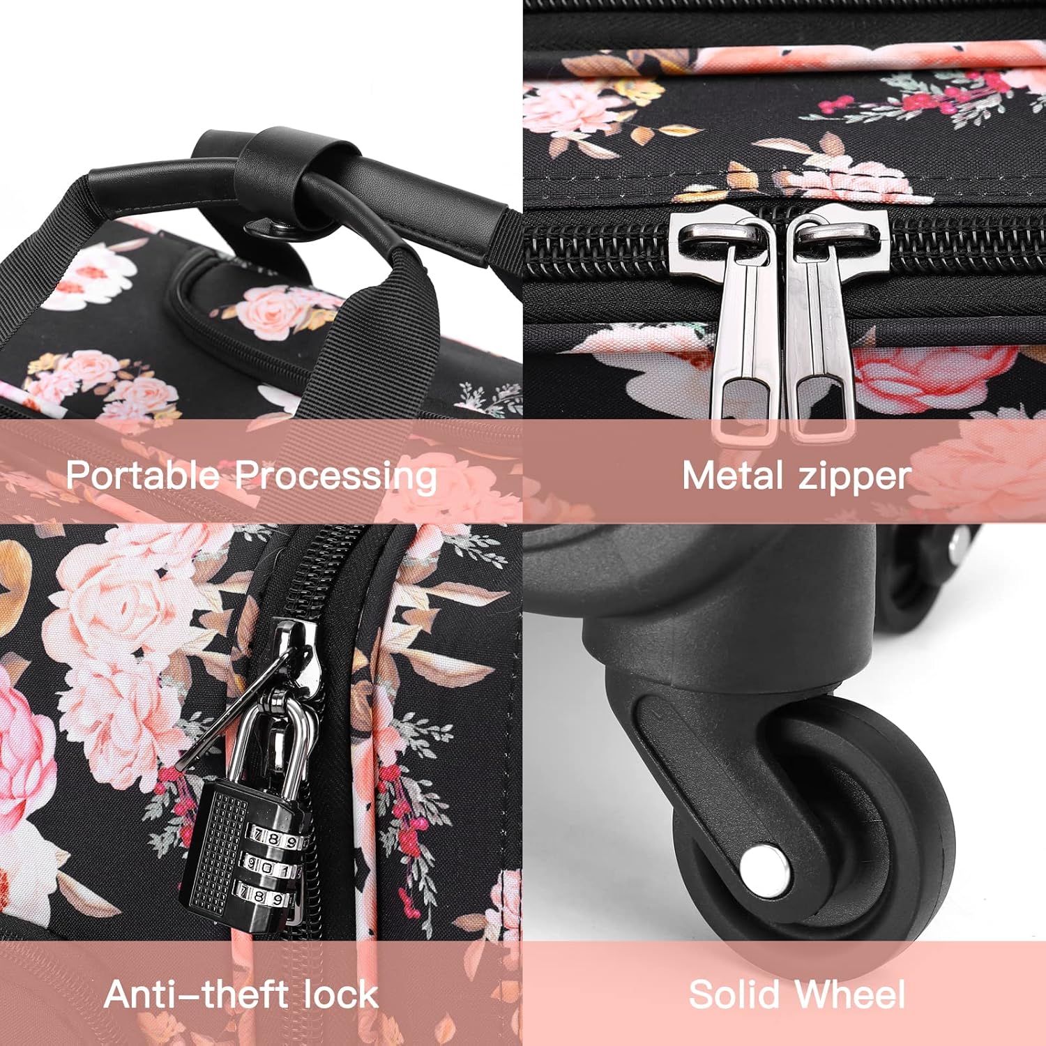 MOSISO Rolling Laptop Bag Case, 15-16 inch Rolling Briefcase for Women Men with Wheels