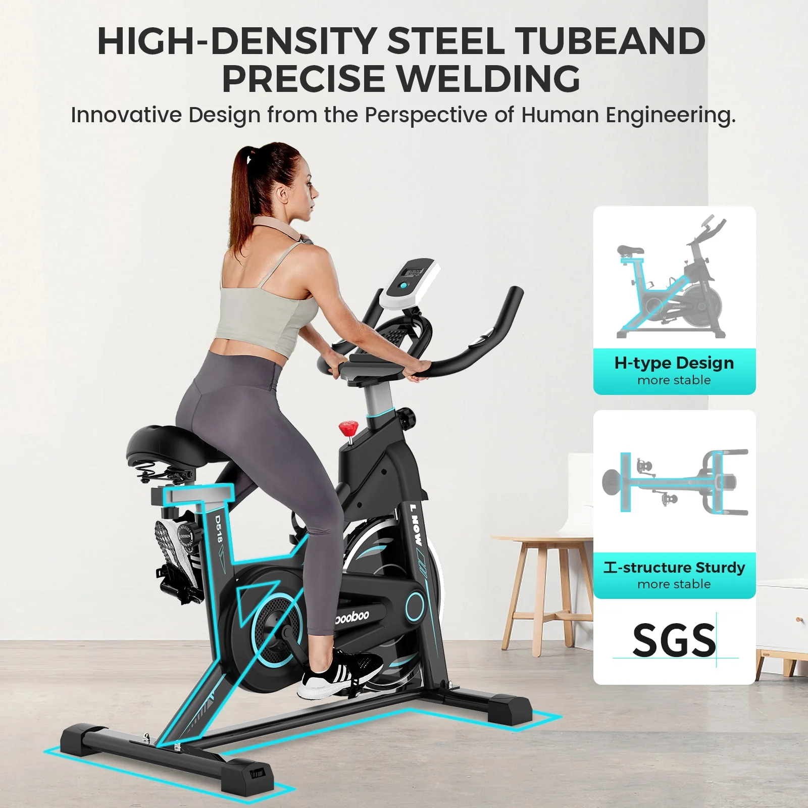 Pooboo Indoor Cycling Bike Exercise Bikes Stationary Magnetic Resistance for Home Cardio Workout Machine 350lb Flywheel 35lbs