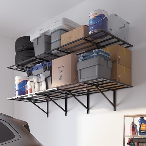 FLEXIMOUNTS 2x6ft Heavy Duty Garage Storage Shelving,1600lbs Weight Capacity, 2-Pack Wall Shelf Garage Organization System