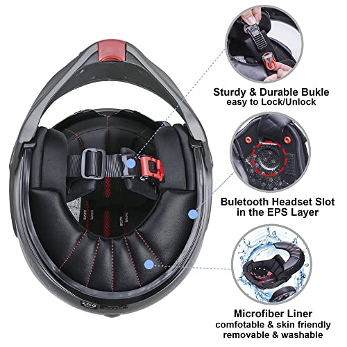 BEON Full Face Motorcycle Helmet DOT Approved, 180° Reversible Chin Guard Modular Pilot Helmet with Anti-Fog Dual Visors for Adult Men Women (S-XXL)
