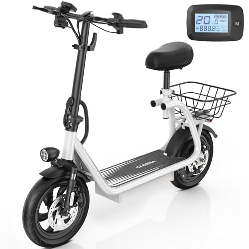 Caroma Peak 500W/800W/1200W Electric Scooter with Seat, LED Display & up to 30Miles