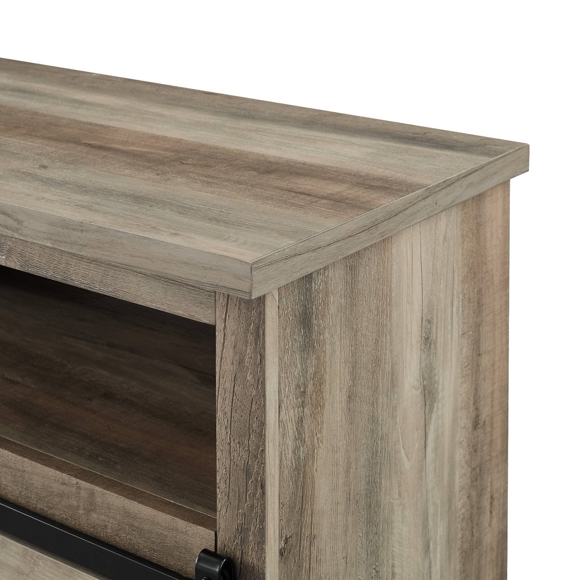 52x22 Sliding Barndoor Modern Farmhouse TV Highboy Storage Stand Gray Wash - Saracina Home