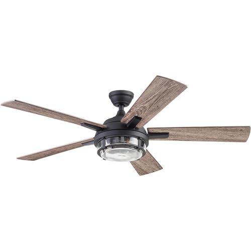 Prominence Home Freyr, 52 Inch Indoor Outdoor LED Ceiling Fan with Light, Remote Control, Dual Mounting Options, 5 Dual Finish Blades