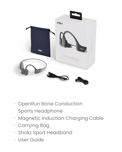 SHOKZ OpenRun - Open-Ear Bluetooth Bone Conduction Sport Headphones, Sweat Resistant Wireless Earphones for Workouts and Running, Built-in Mic