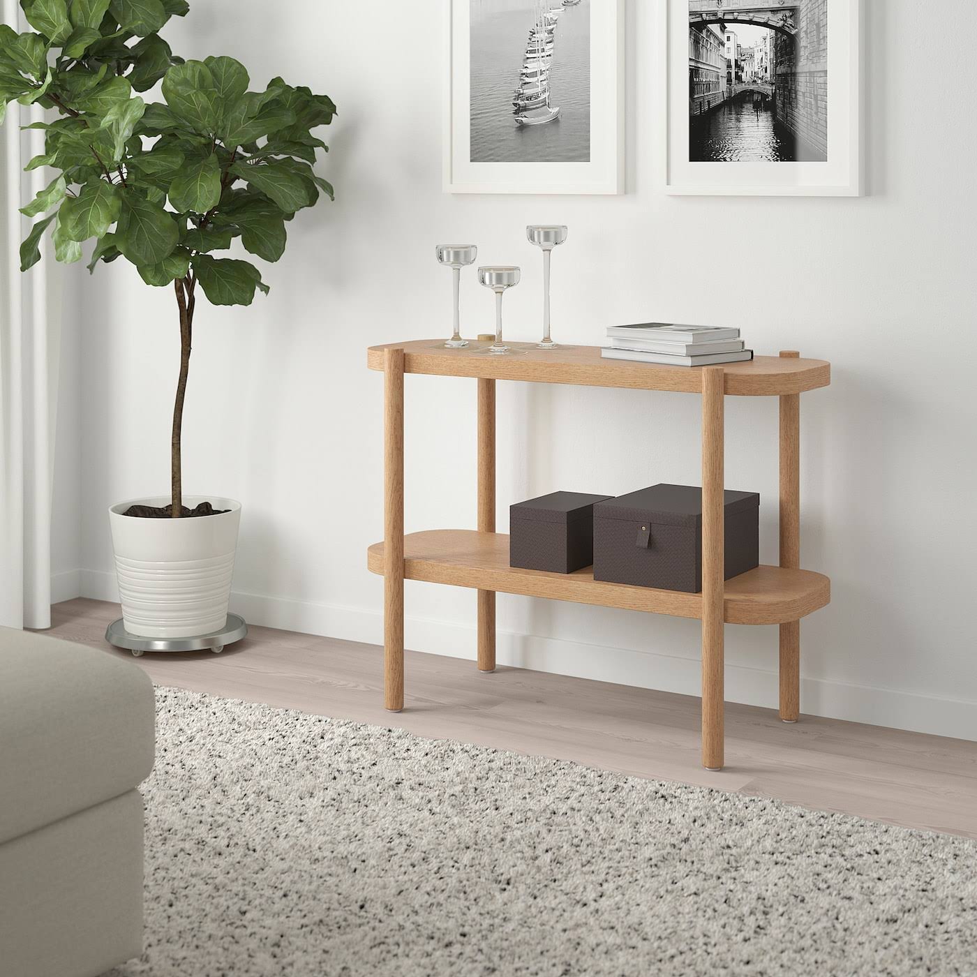 IKEA - LISTERBY Console Table, White Stained Oak, 36 1/4x15x28