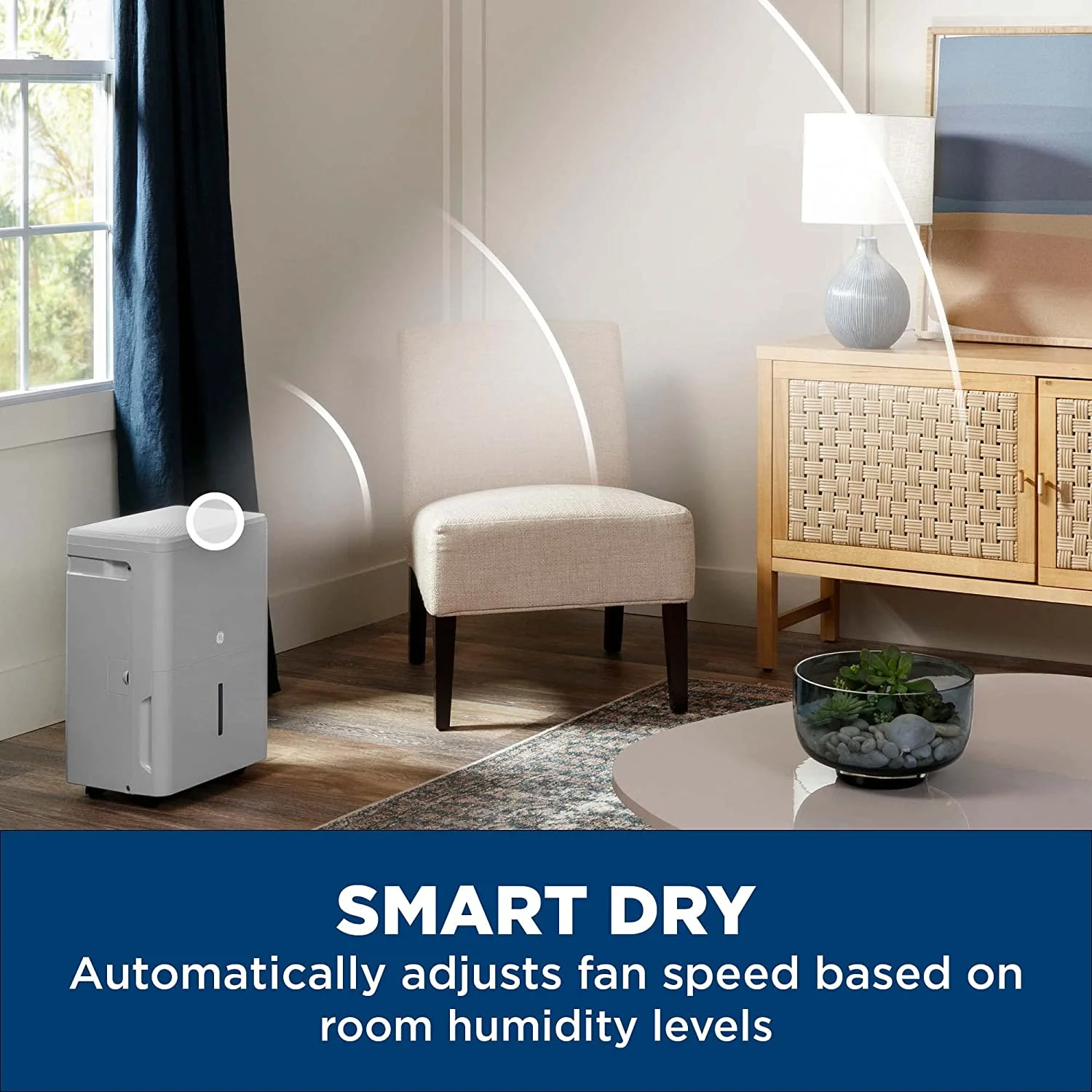 GE Energy Star Dehumidifier 50 Pint, For rooms up to 4000 Sq Ft, Ideal For High Humidity Areas, Complete With Empty Bucket & Alarm Filter Alert