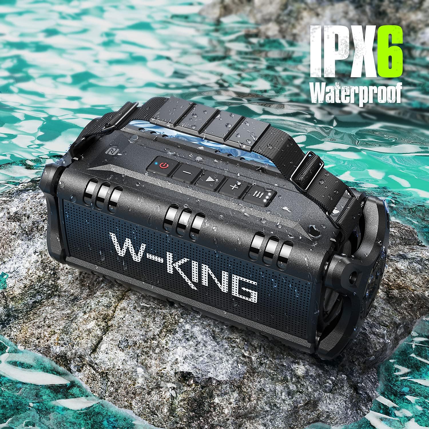 Bluetooth Speaker, W-KING 50W Powerful Bluetooth Speaker Loud IPX6 Waterproof
