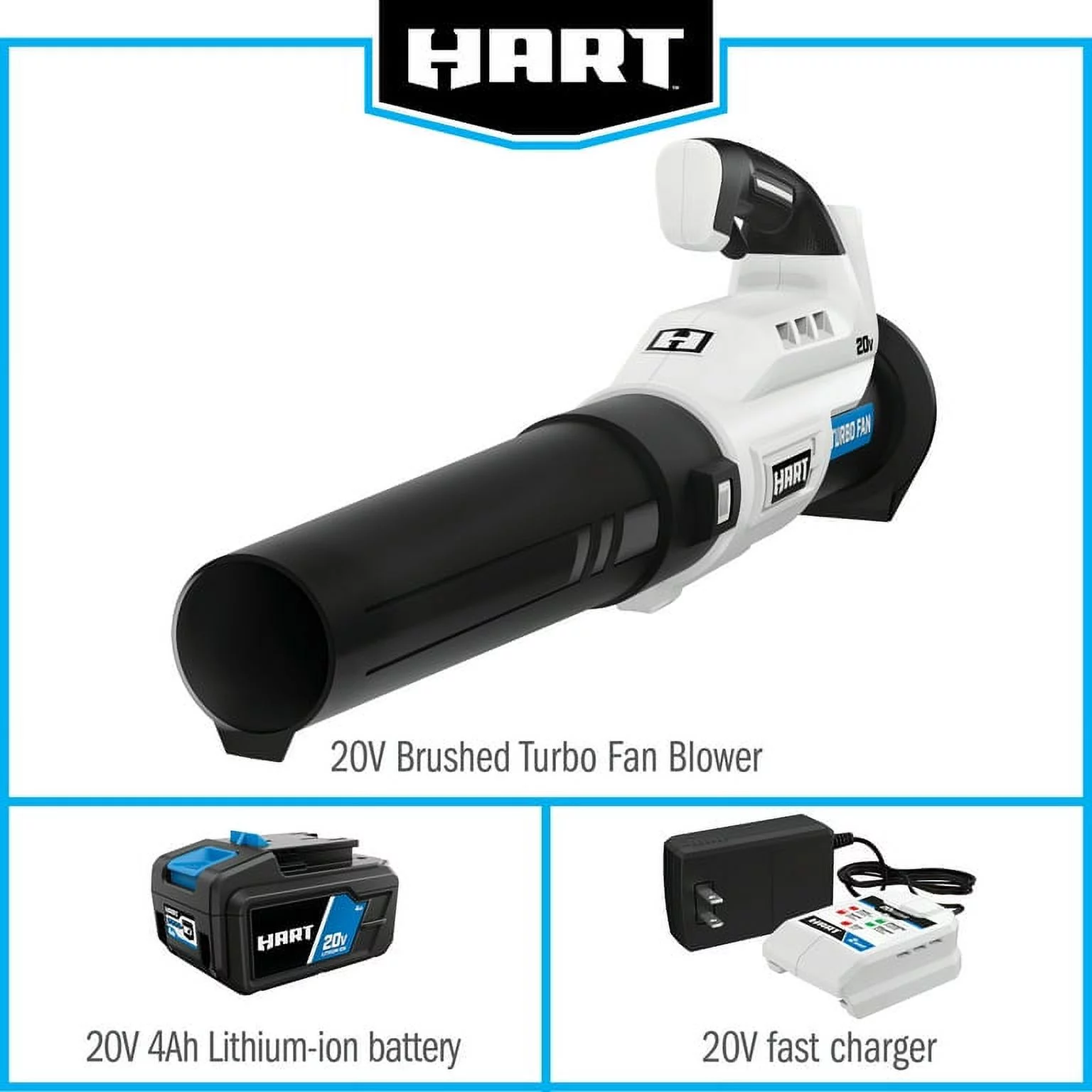 Restored Premium HART 20-Volt Turbo Fan Blower (1) 4.0Ah Lithium-Ion Battery (Refurbished)