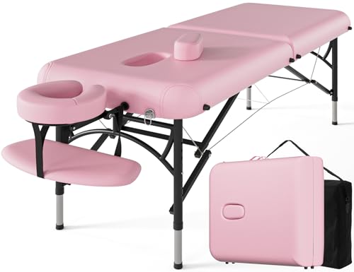 CLORIS 84" Professional Massage Table Portable 2 Folding Lightweight Facial Solon Spa Tattoo Bed Height Adjustable with Carrying Bag & Aluminium Leg