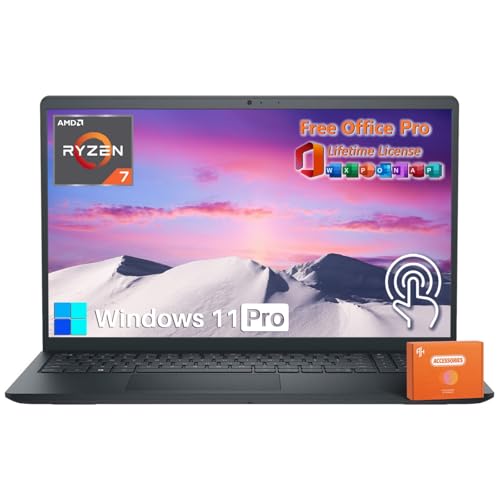 Dell Inspiron 3535 15.6" Touchscreen Laptop - Business & Student Laptop Computer, with Microsoft Office Pro & Accessories, AMD Ryzen 7 7730U