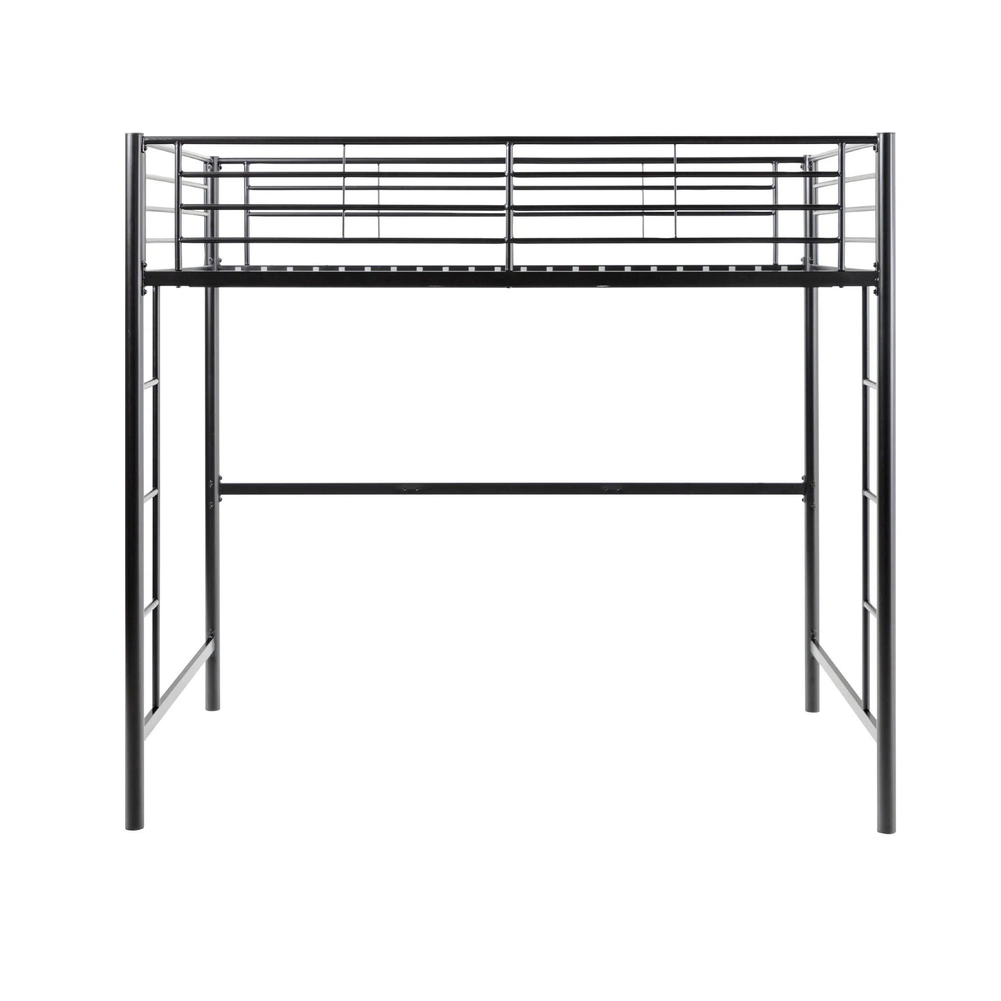 Walker Edison Premium Traditional Twin Metal Loft Bed, Black