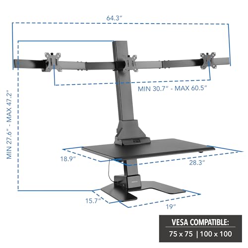 Mount-It! Electric Standing Desk Converter - Motorized Sit-Stand Desk Riser with Monitor Mount